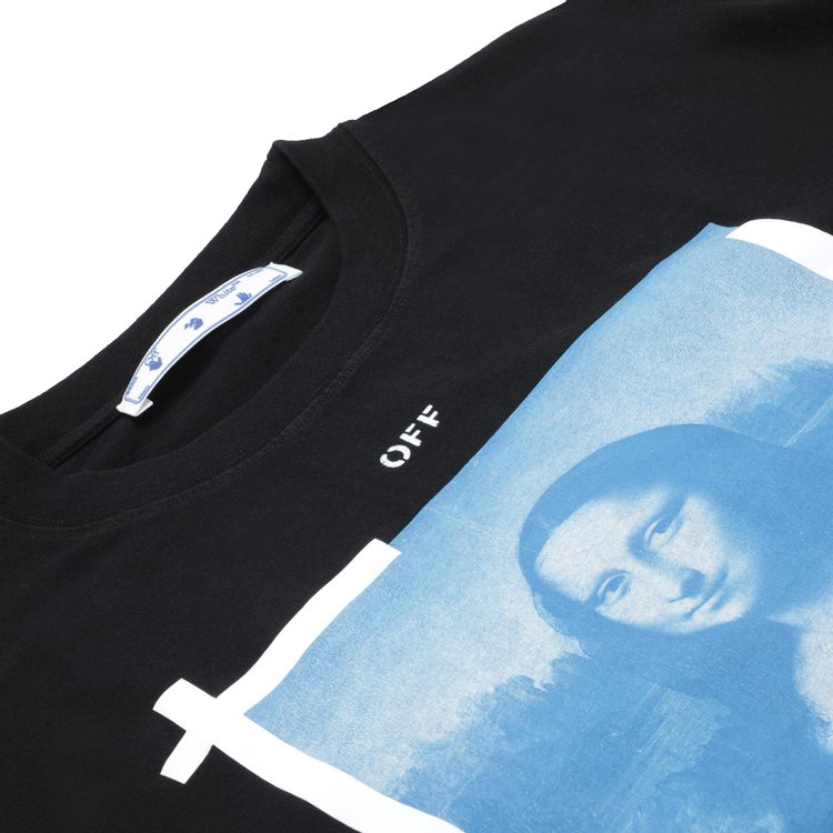 Off White Monalisa Short Sleeve Over Tee BlackWhite