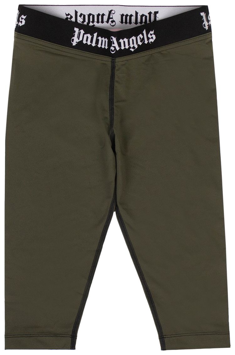 Palm Angels Knee Length Cyclist Leggings Military Green