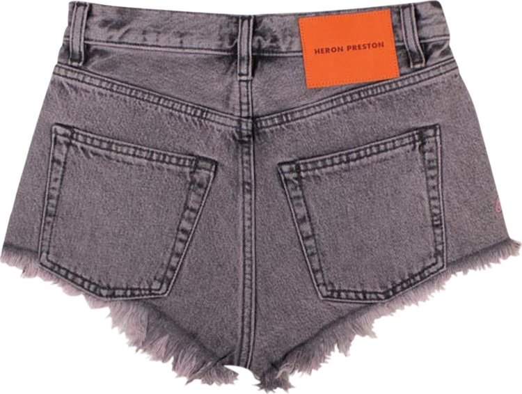 Heron Preston Raw Edge Bleached Denim Shorts Blue