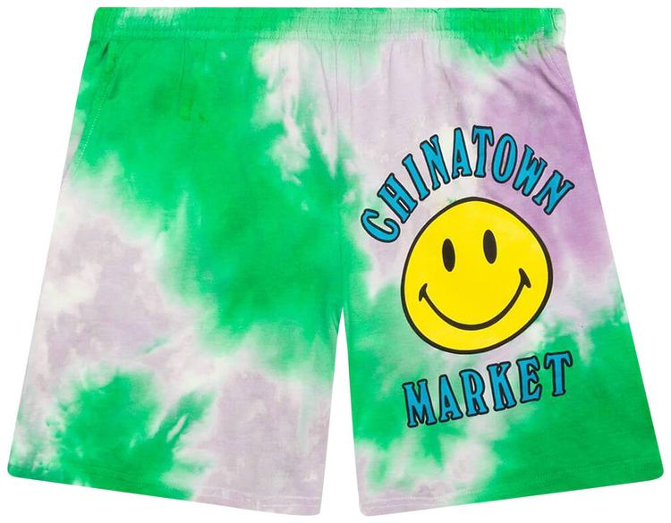 Chinatown Market Smiley Multi Sweatshorts Tie Dye Purple
