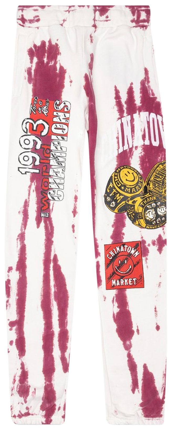 Chinatown Market Smiley Champions 3 Rings Tie Dye Sweatpants Red
