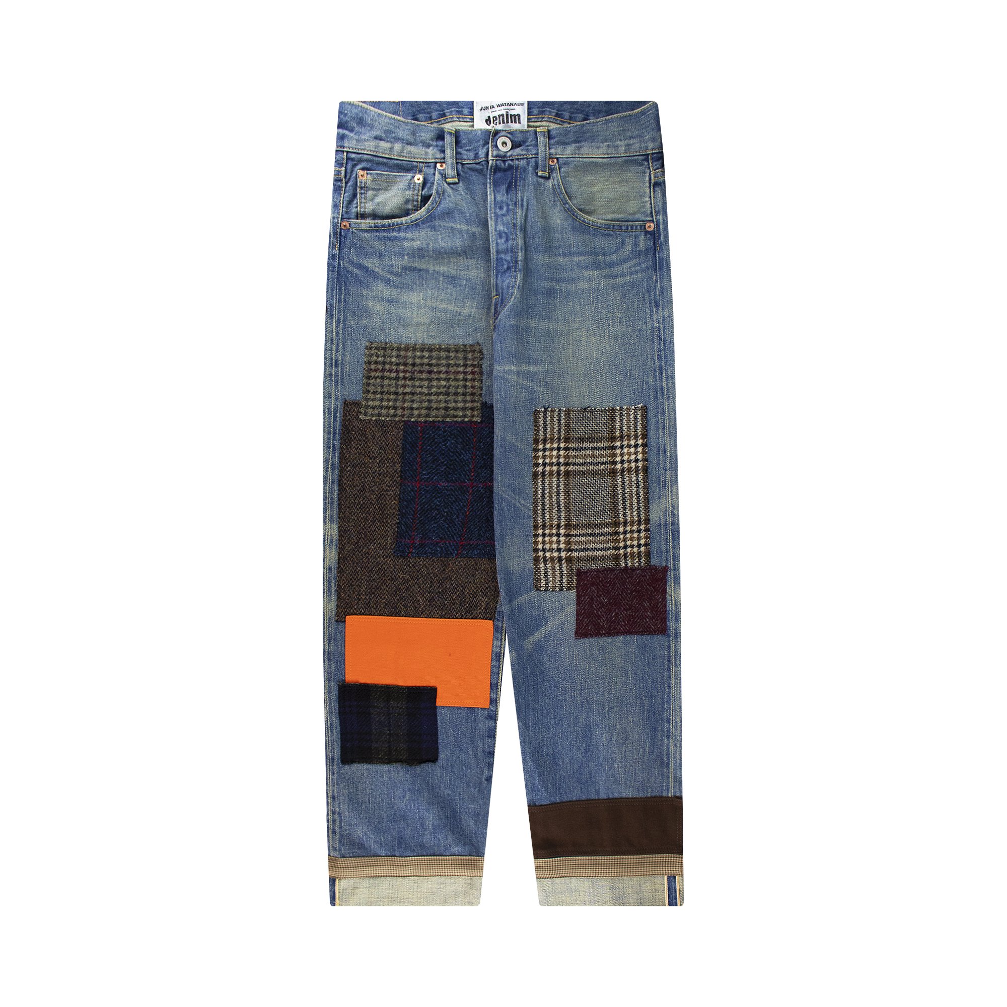 Buy Junya Watanabe Patchwork Mid-Rise Straight Leg Denim 'Washed 