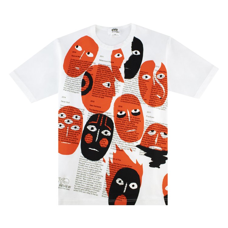 Junya Watanabe Real Review T-Shirt 'White/Orange/Black'
