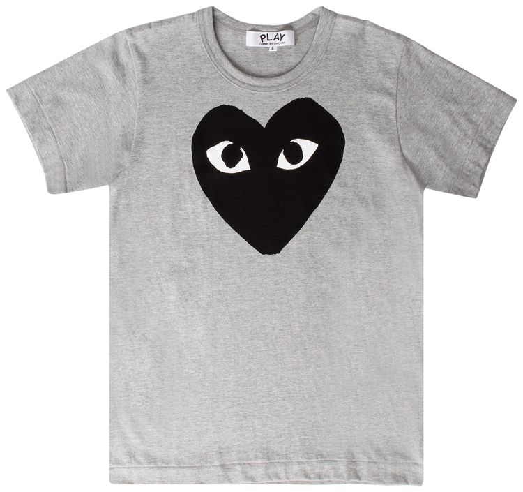 Comme des Garcons Short Sleeve Play T Shirt With Black Heart Grey