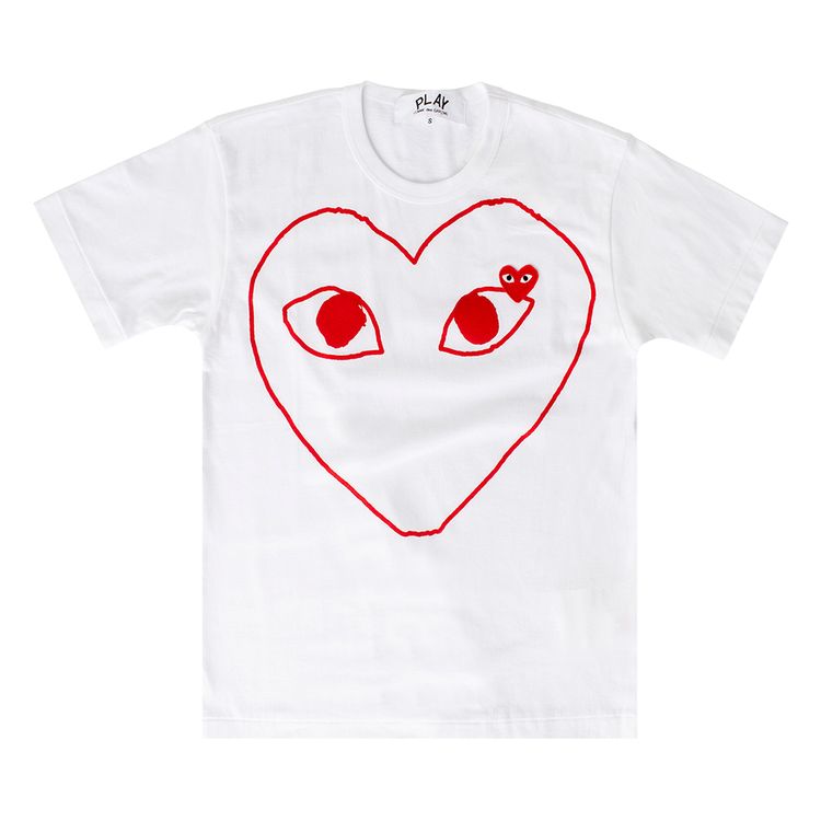 Comme des Garcons Short Sleeve Play T Shirt With Red Heart White