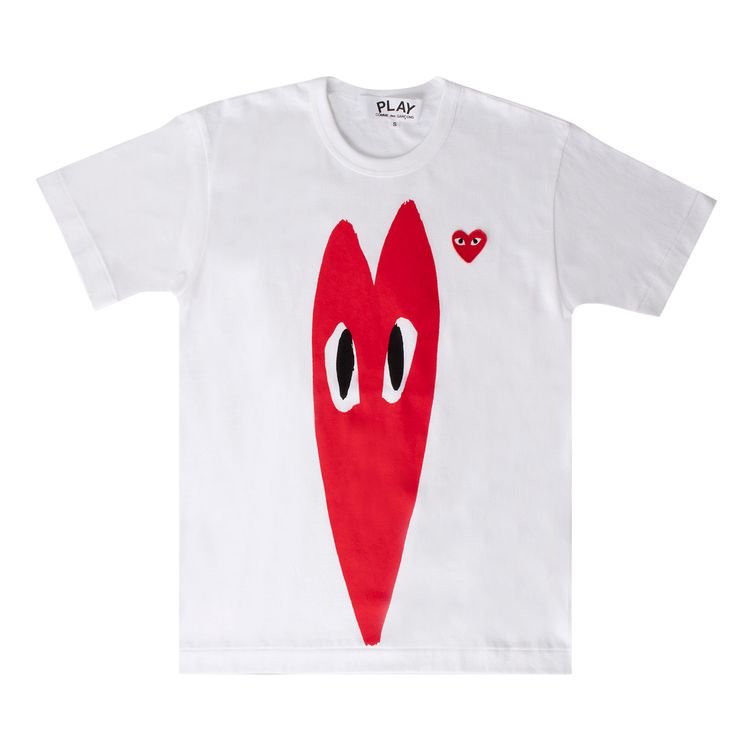 Comme des Garcons Play T Shirt With Enlarged Red Heart White