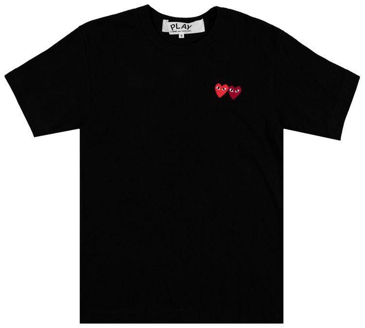 Comme des Garcons Play T Shirt With Small Double Hearts Black