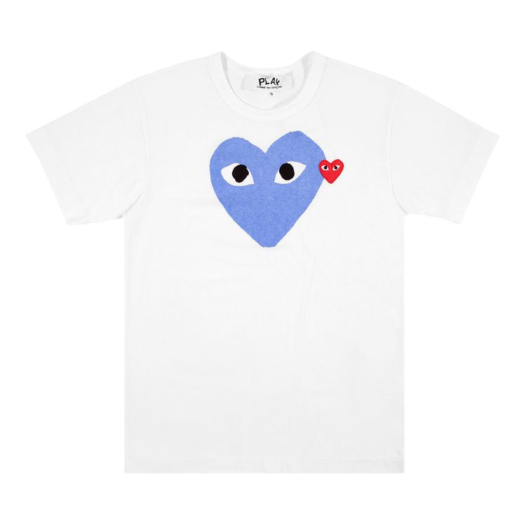 Comme des Garcons PLAY Heart Logo T Shirt WhiteBlue