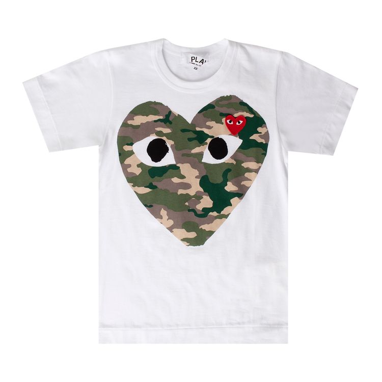 Comme des Garcons PLAY Camo Heart T Shirt White