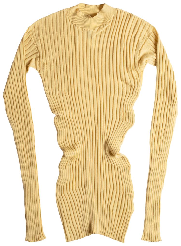 Bottega Veneta Merino Ribbed Roundneck Sweater Custard