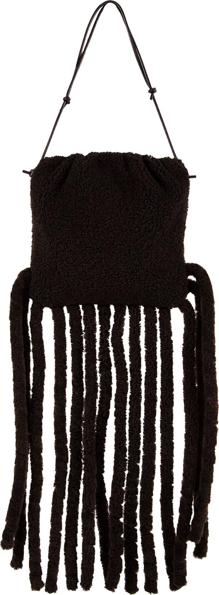 Bottega Veneta Curly Shearling Clutch With Fringe Detail 'Fondente/Gold'