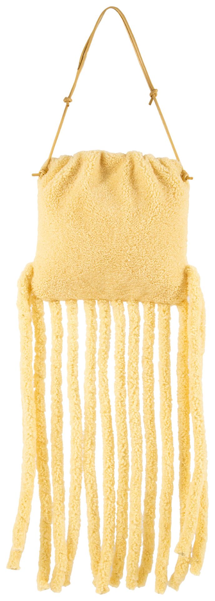 Bottega Veneta Curly Shearling Clutch With Fringe Detail TeddyGold