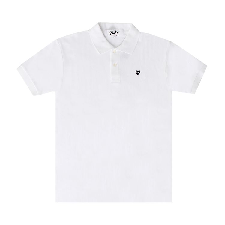 Comme des Garcons PLAY Heart Logo Short Sleeve Polo White