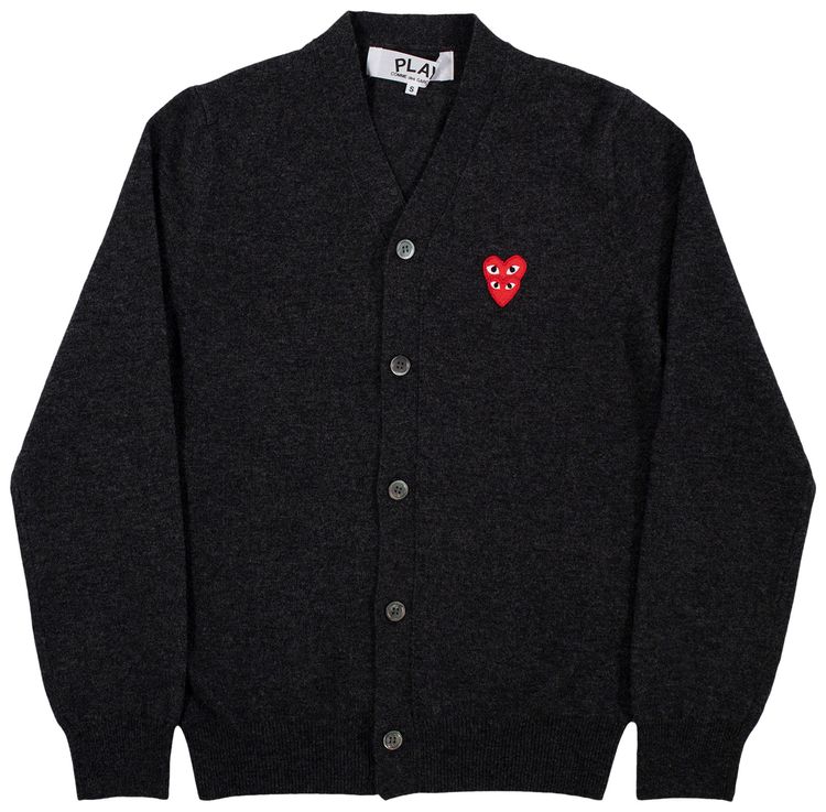 Comme des Garcons PLAY Heart Logo Cardigan Grey