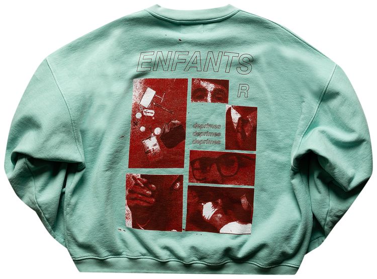 Enfants Riches Deprimes Eyes Collage Crewneck Teal
