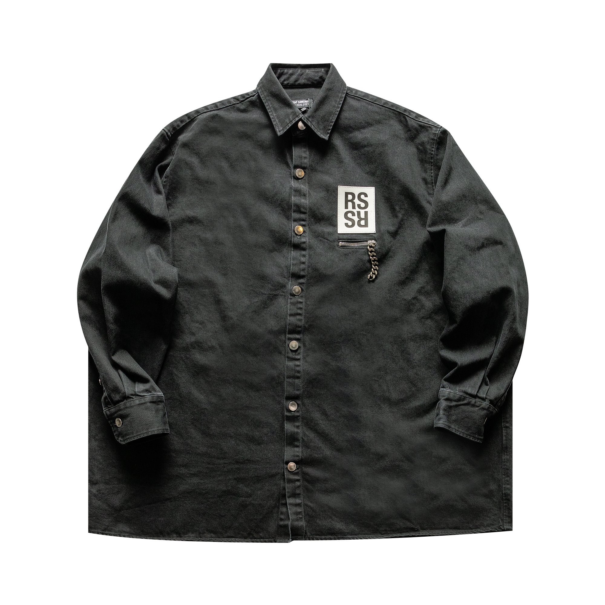 Buy Raf Simons Big Fit Denim Shirt With Zipped Pocket 'Black ...