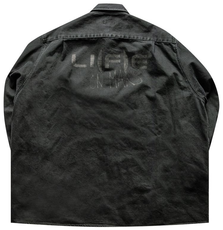 Raf Simons Big Fit Denim Shirt With Zipped Pocket Black