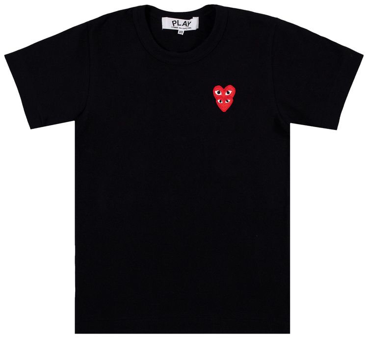 Comme des Garcons PLAY Heart Logo Short Sleeve T Shirt Black