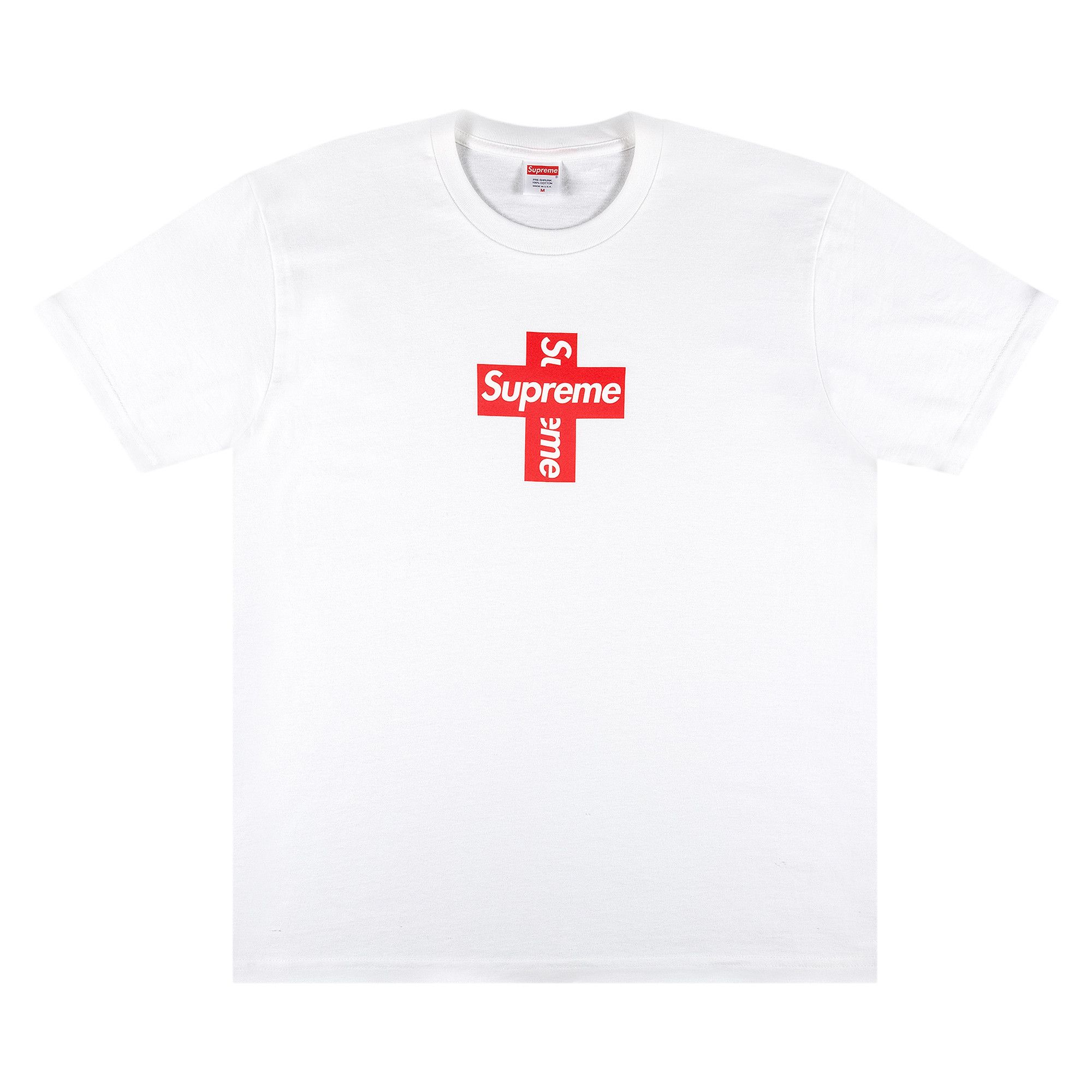 Supreme t shirt white and red shop