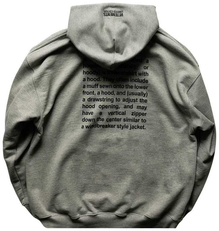 Vetements Definition Hoodie Grey Melange