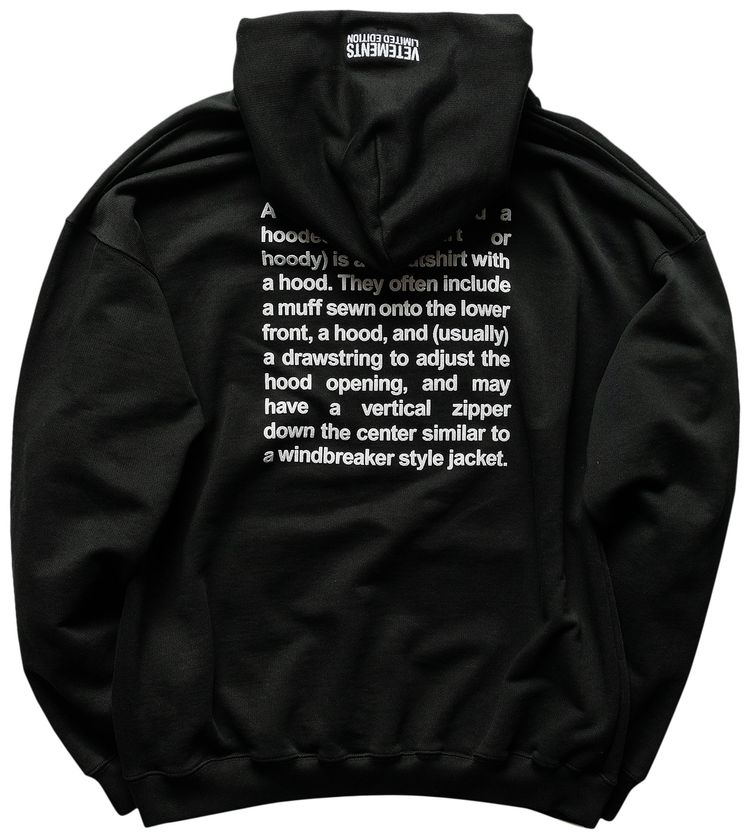 Vetements Definition Hoodie Black