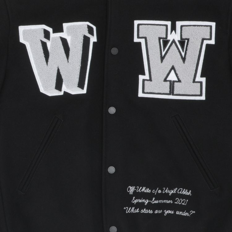 Off White Diag Varsity Jacket BlackWhite