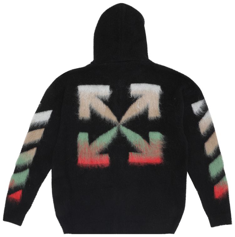 Off White Diag Brushed Zip Hoodie BlackMulticolor