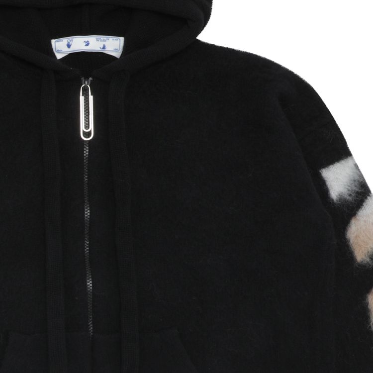 Off White Diag Brushed Zip Hoodie BlackMulticolor
