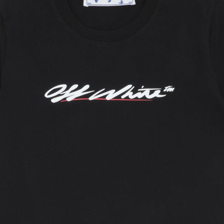 Off White New Script Logo Casual Tee BlackWhite