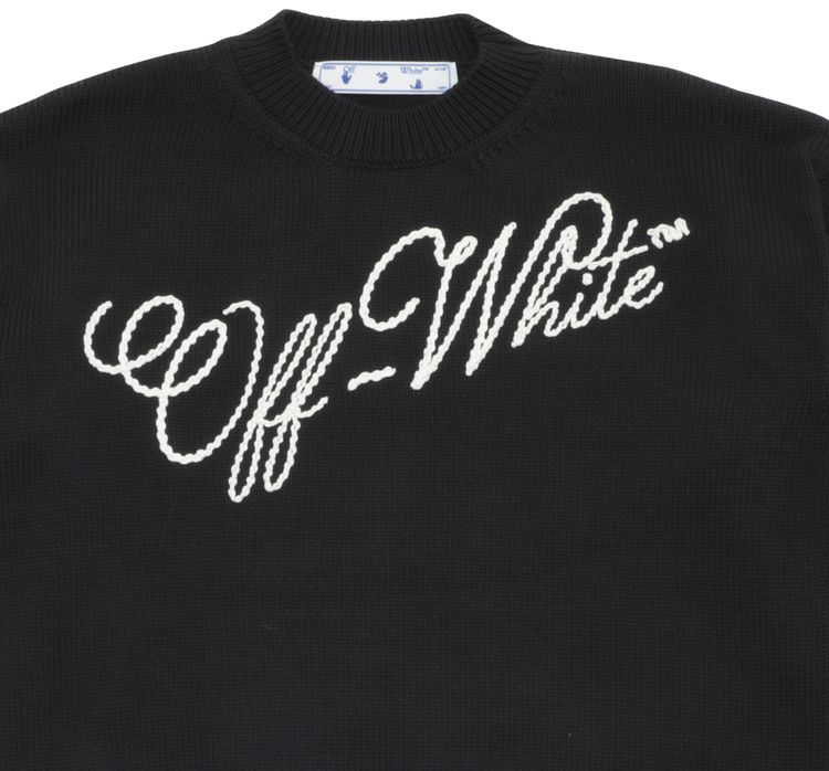 Off White Embroidered Logo Over Crewneck BlackBeige