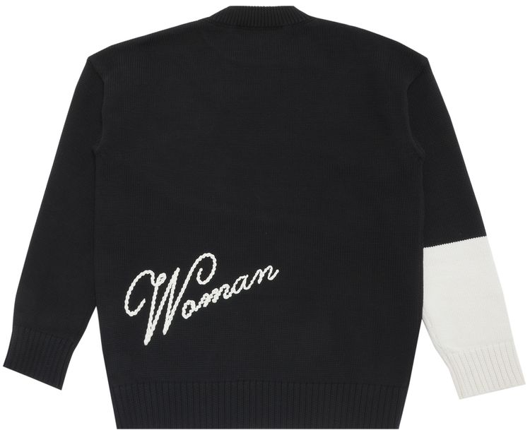 Off White Embroidered Logo Over Crewneck BlackBeige