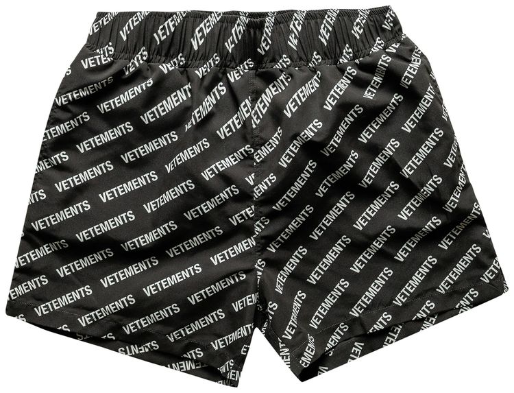 Vetements All Over Logo Swimshorts BlackWhite