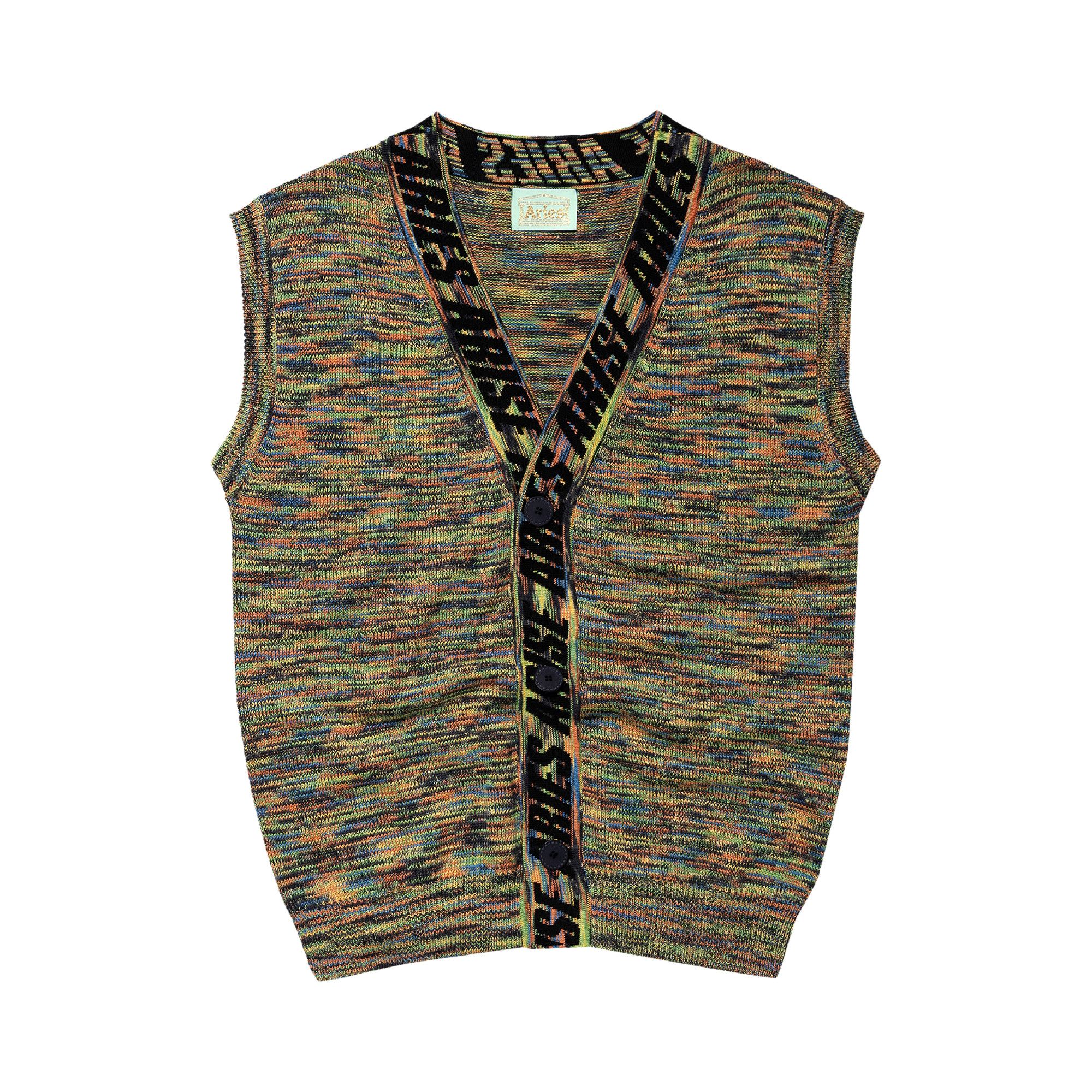 Buy Aries Space Dye Sweater Vest 'Black' - SRAR20033 BLAC | GOAT UK