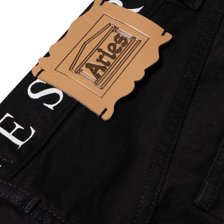Aries Logo Print Waistband Lilly Jeans Black