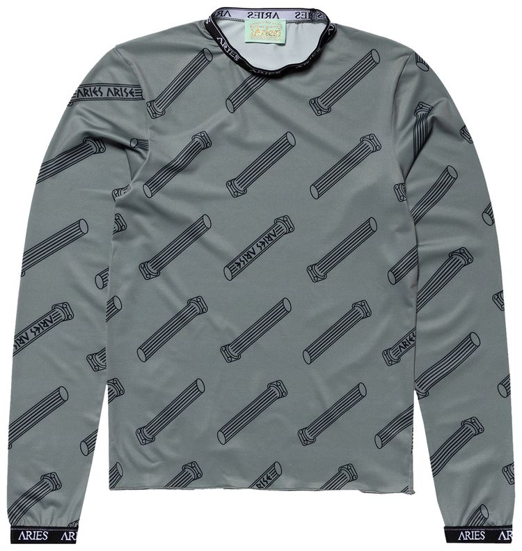 Aries Column Allover Print Long Sleeve Top Grey