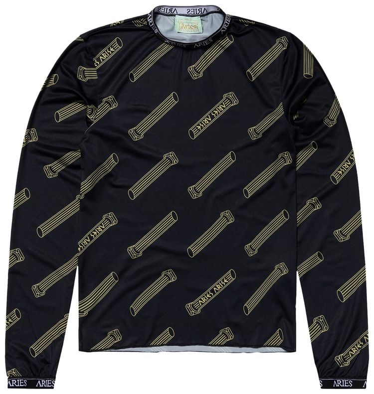 Aries Column Allover Print Long Sleeve Top Black