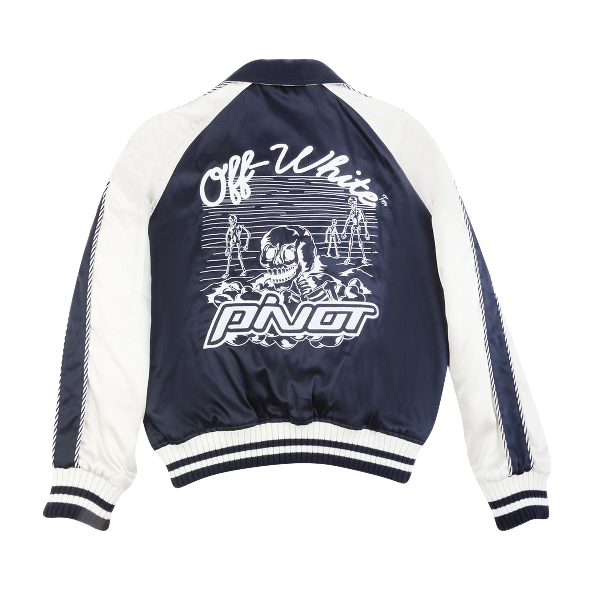 Buy Off-White Reversible Logo Print Bomber 'Blue/White