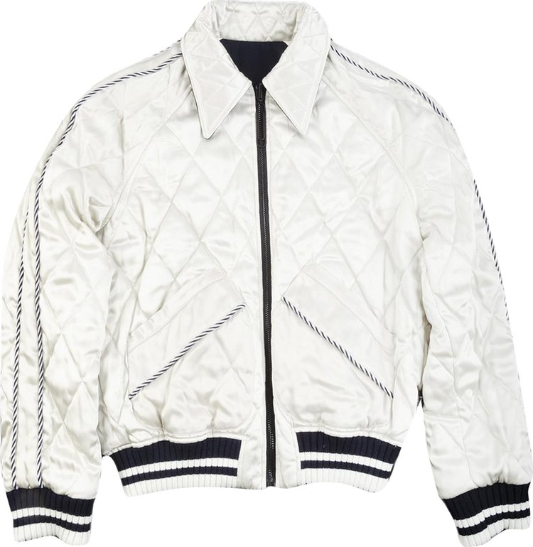 Off White Reversible Logo Print Bomber BlueWhite