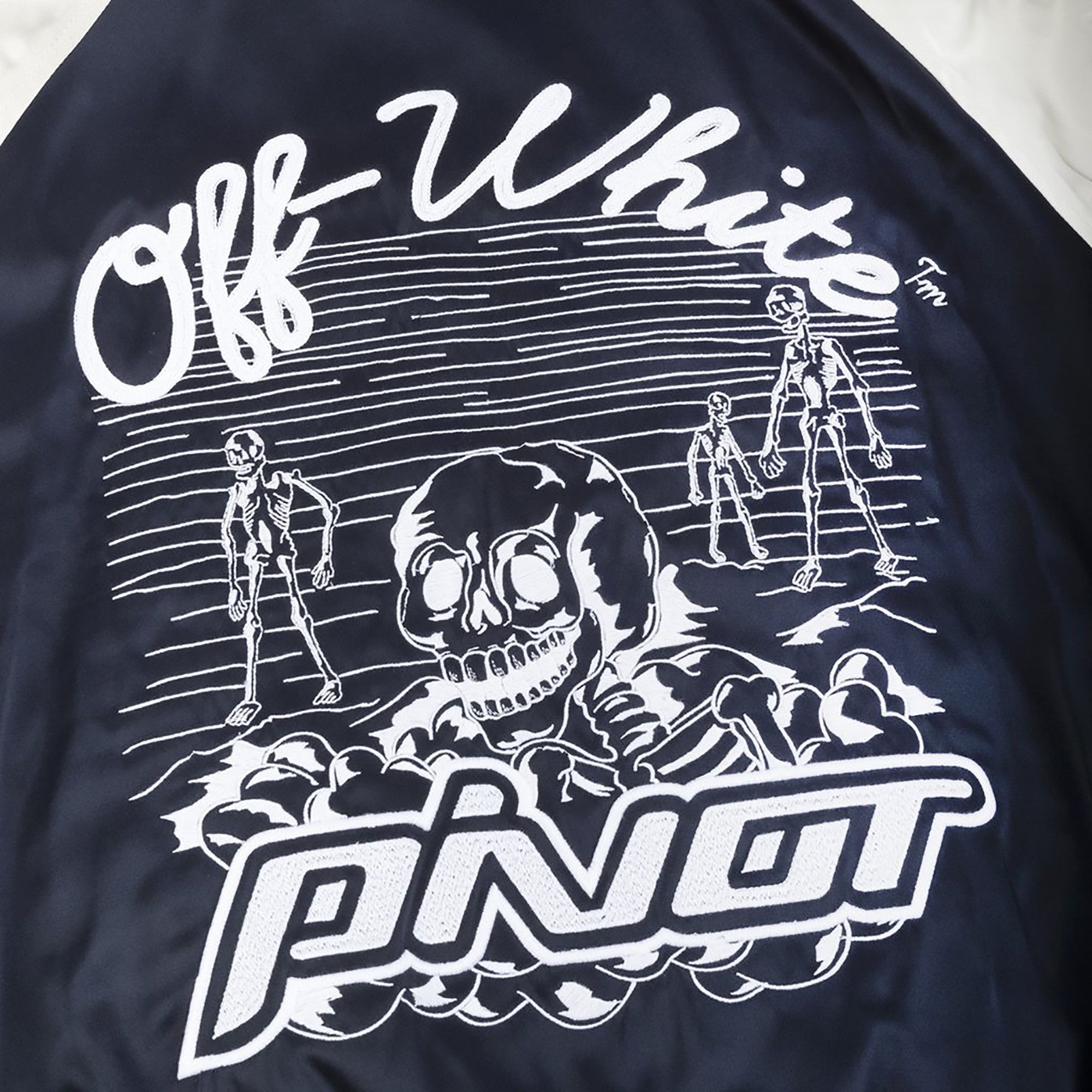Buy Off-White Reversible Logo Print Bomber 'Blue/White