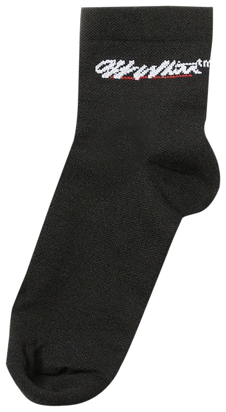 Off White New Script Short Socks BlackWhite