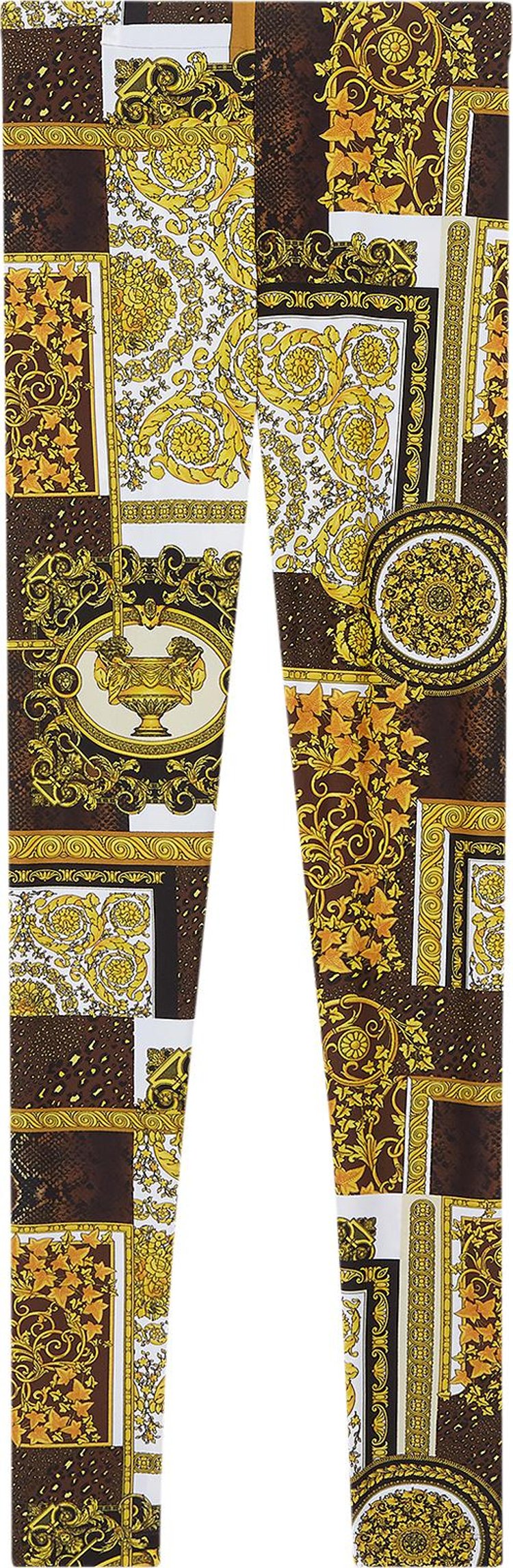 Versace Barocco Patchwork Print Leggings 'Gold/Brown/White'