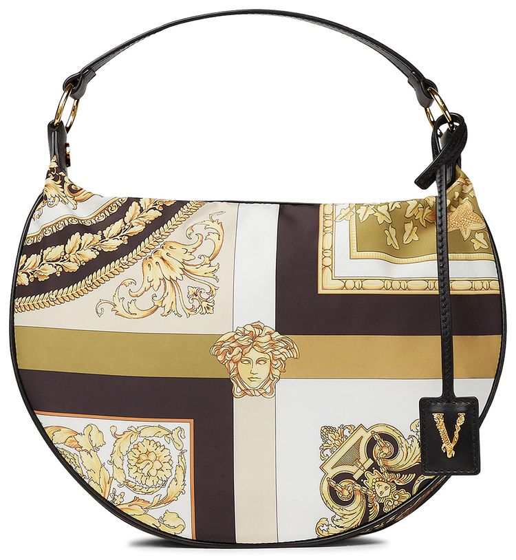Versace Mixed Print Hobo Bag BlackMulticolorVersace