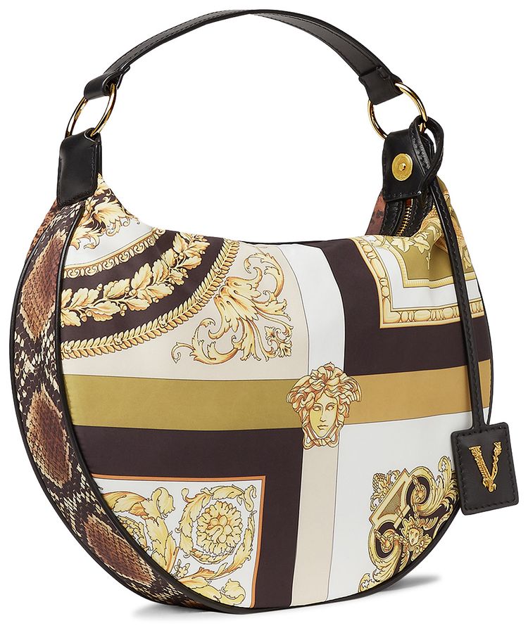 Versace Mixed Print Hobo Bag BlackMulticolorVersace