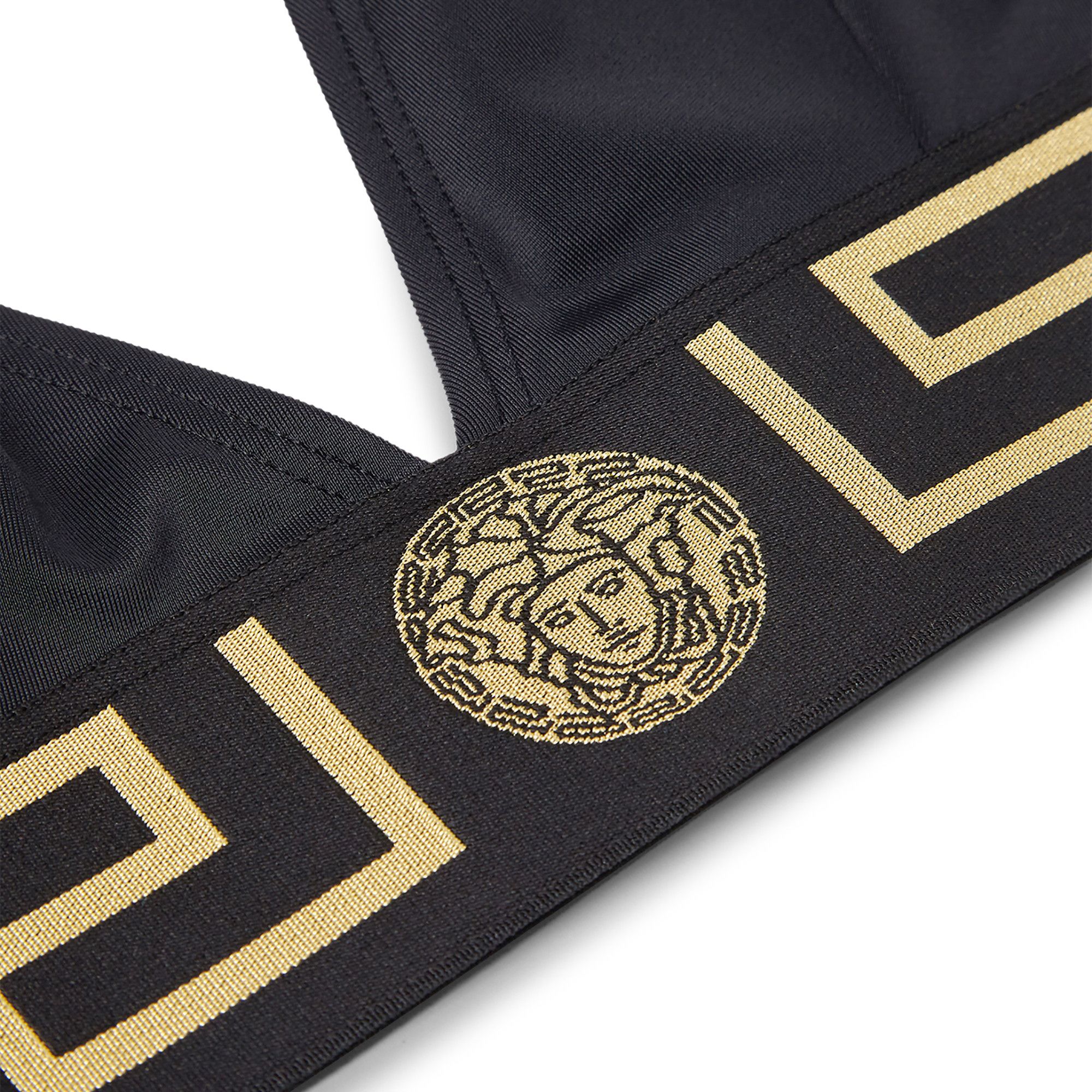 Buy Versace Greca Border Triangle Bikini Top 'Black
