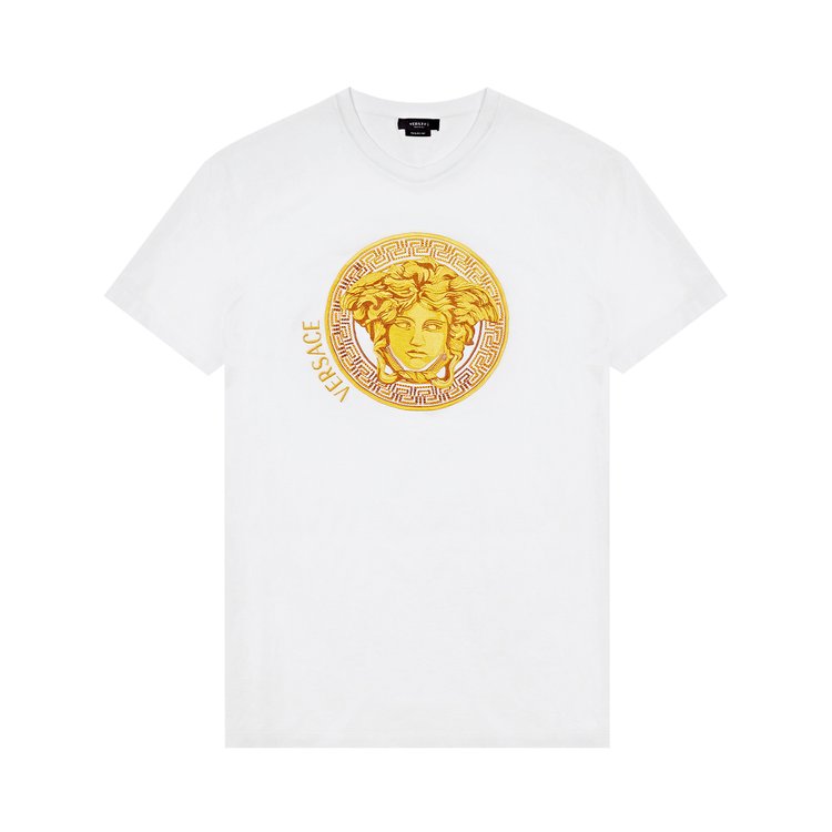 Versace Medusa Amplified Embroidered T Shirt Optical White