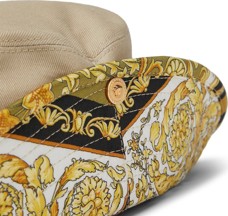 Versace Barocco Print Bucket Hat Camel