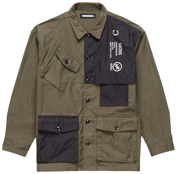 Neighborhood Combat Button Down Shirt Olive Drab
