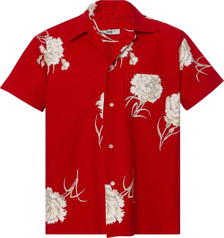 Bode Carnation Bowling Shirt 'Red'