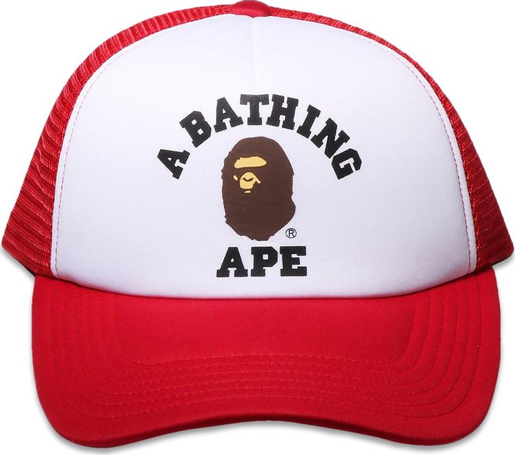 BAPE College Mesh Cap Red