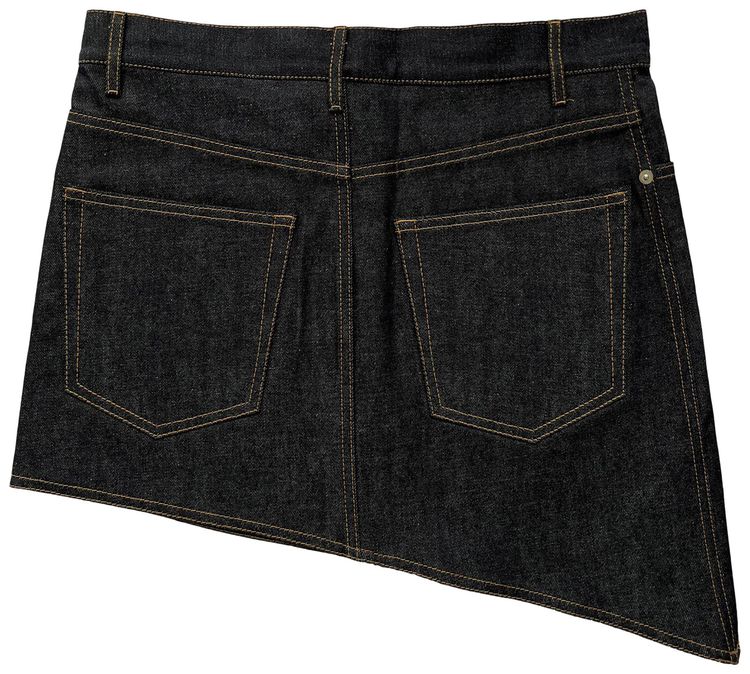 Helmut Lang Asymmetric Mini Skirt Raw Indigo